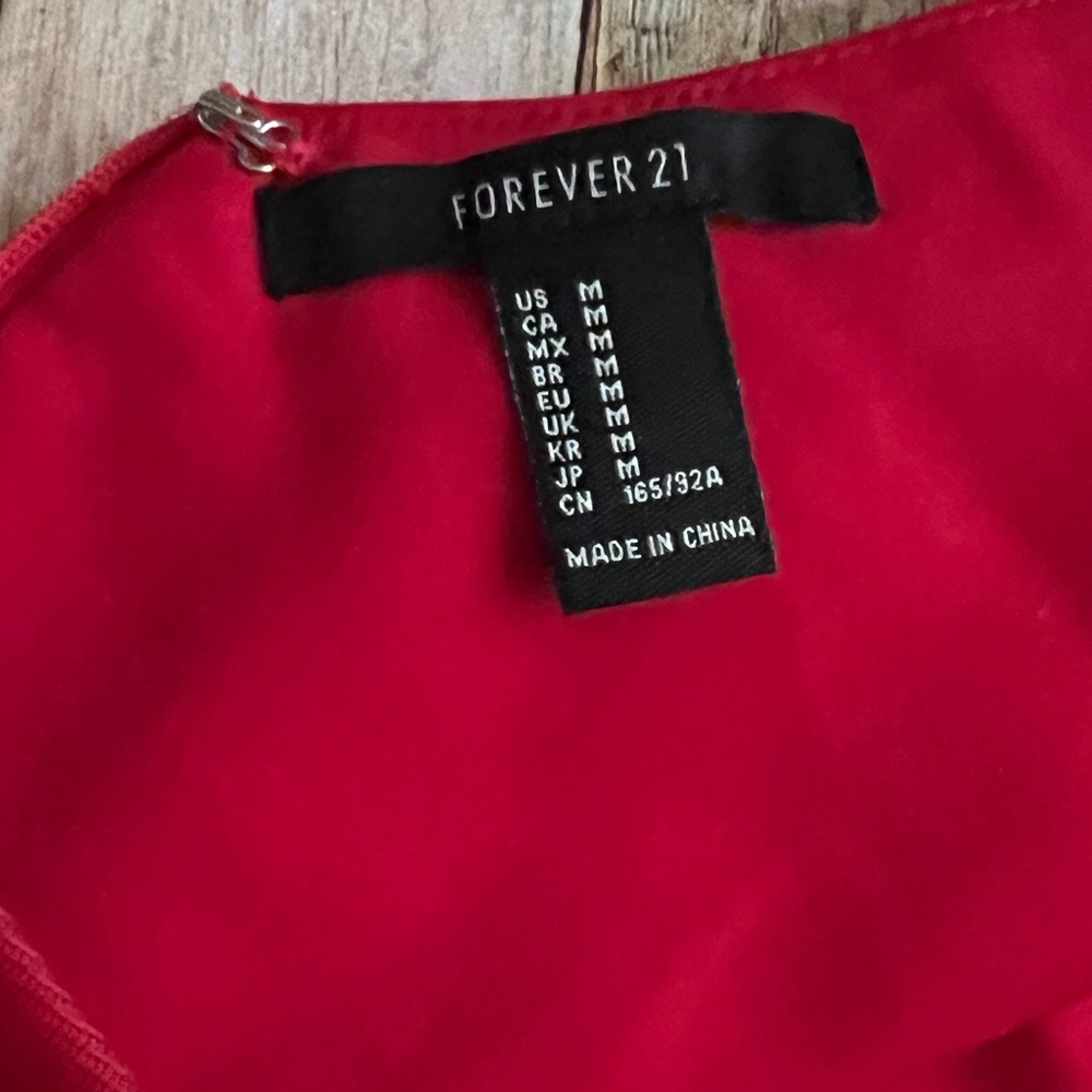 Forever 21 Scalloped Sheath Red Dress Sz M - Picture 6 of 6